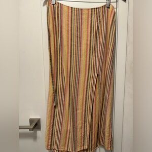 Urban Outfitters linen skirt with leg slit. Size medium. Multi colour